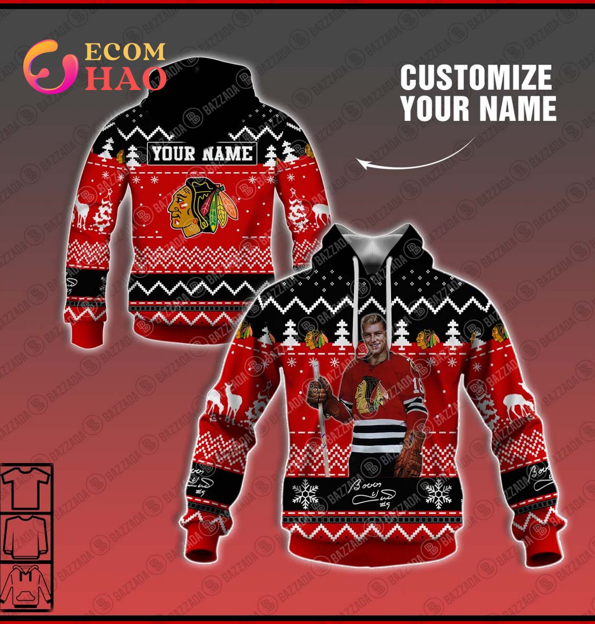 Personalize Name 3D Hoodie Bobby Hull Chicago Blackhawks