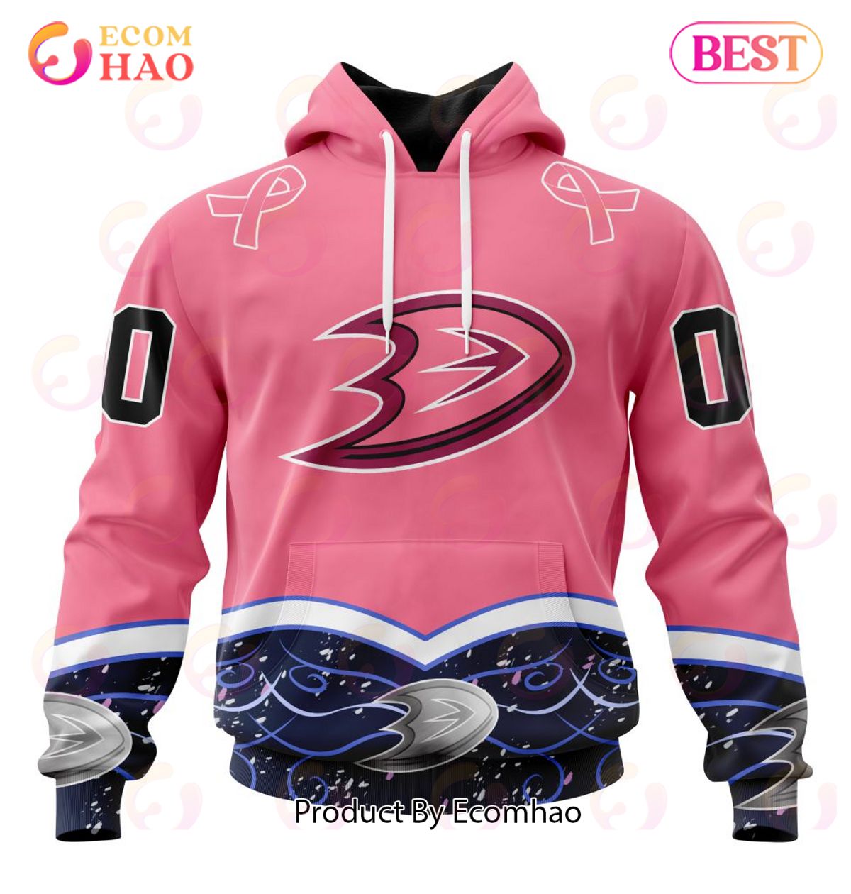 NHL Anaheim Ducks Specialized Unisex For Hockey Fights Cancer 3D Hoodie