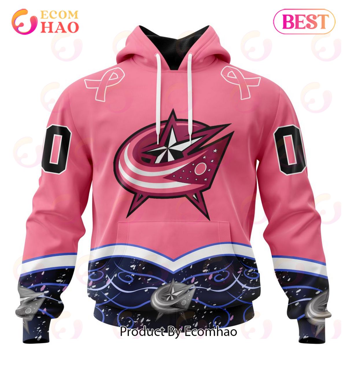 NHL Columbus Blue Jackets Specialized Unisex For Hockey Fights Cancer 3D Hoodie