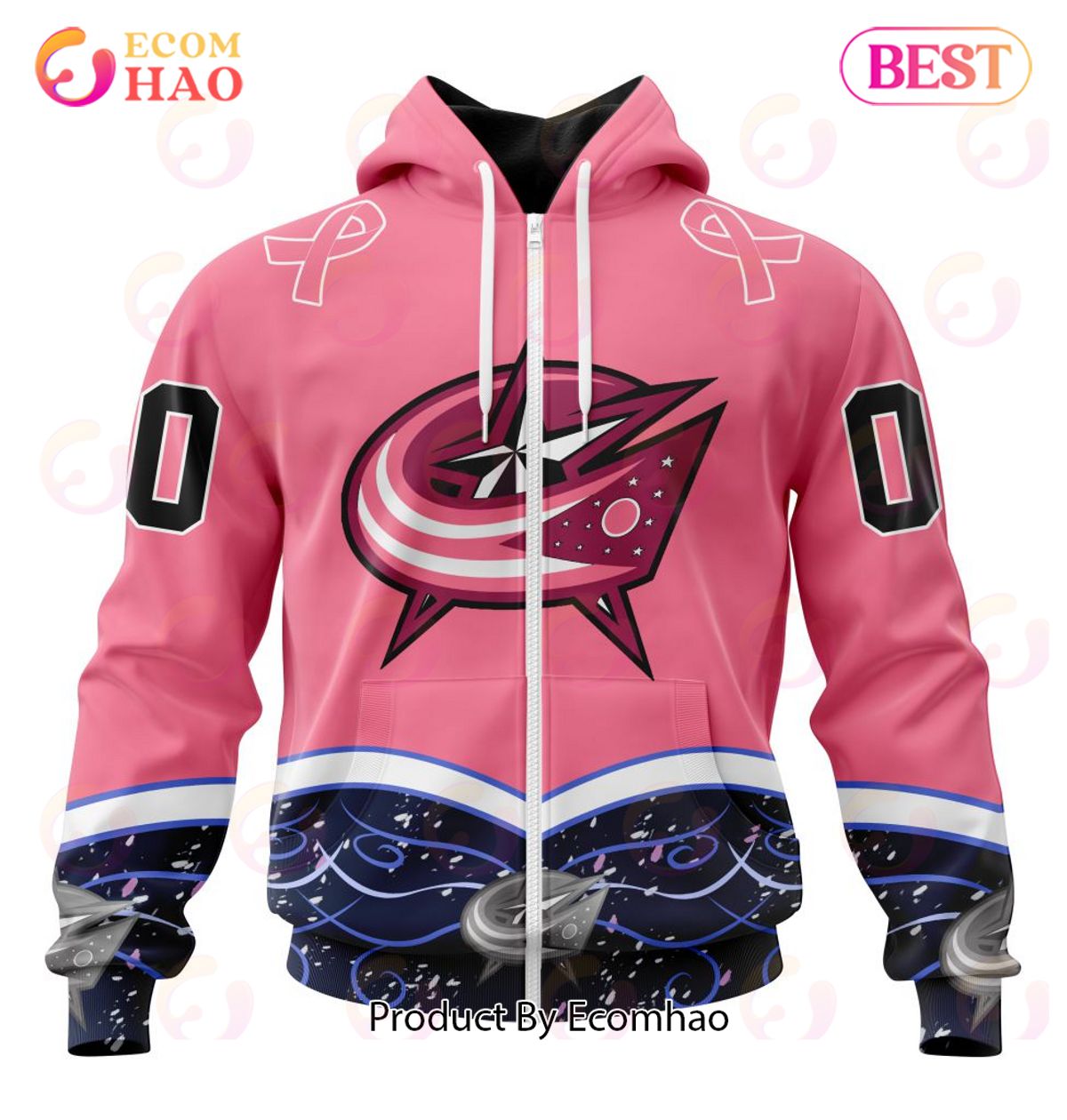 NHL Columbus Blue Jackets Specialized Unisex For Hockey Fights Cancer 3D Hoodie