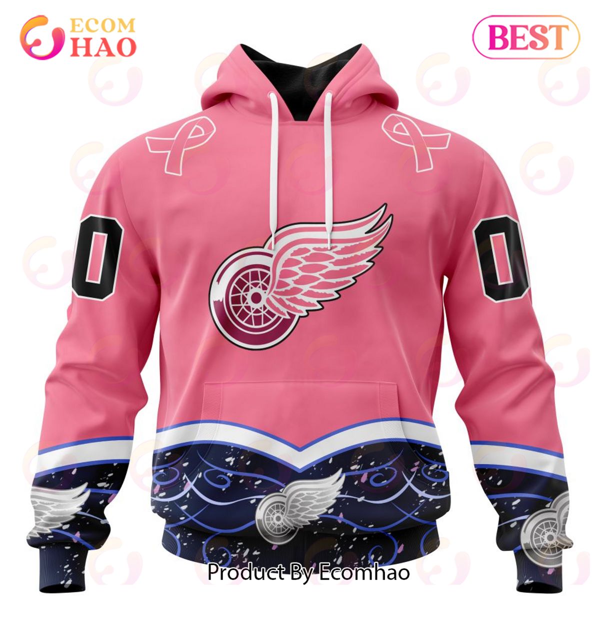 NHL Detroit Red Wings Specialized Unisex For Hockey Fights Cancer 3D Hoodie