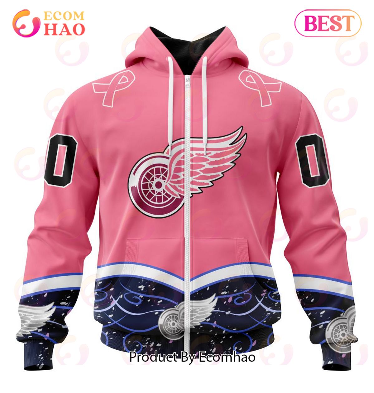 NHL Detroit Red Wings Specialized Unisex For Hockey Fights Cancer 3D Hoodie