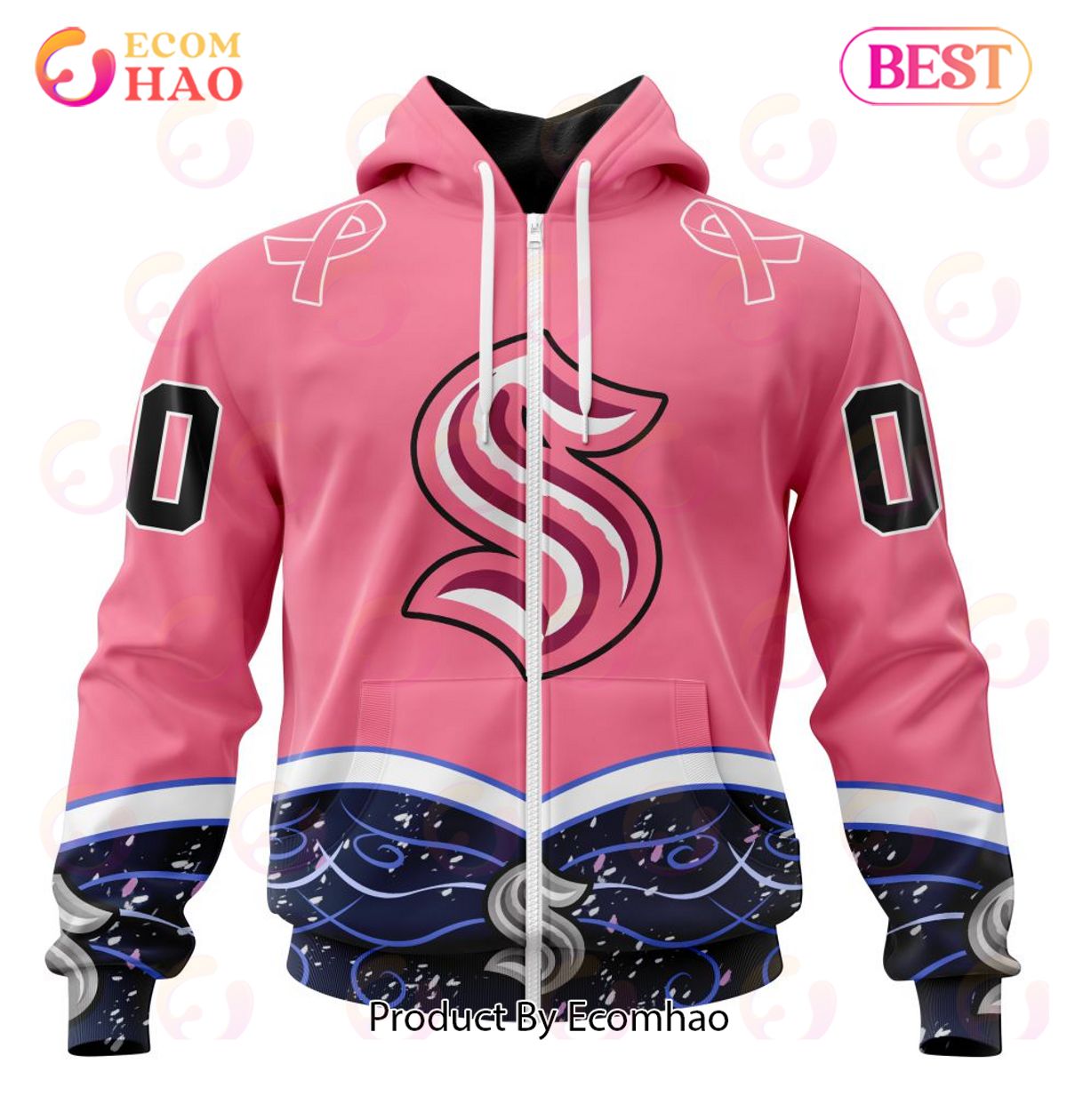 NHL Seattle Kraken Specialized Unisex For Hockey Fights Cancer 3D Hoodie