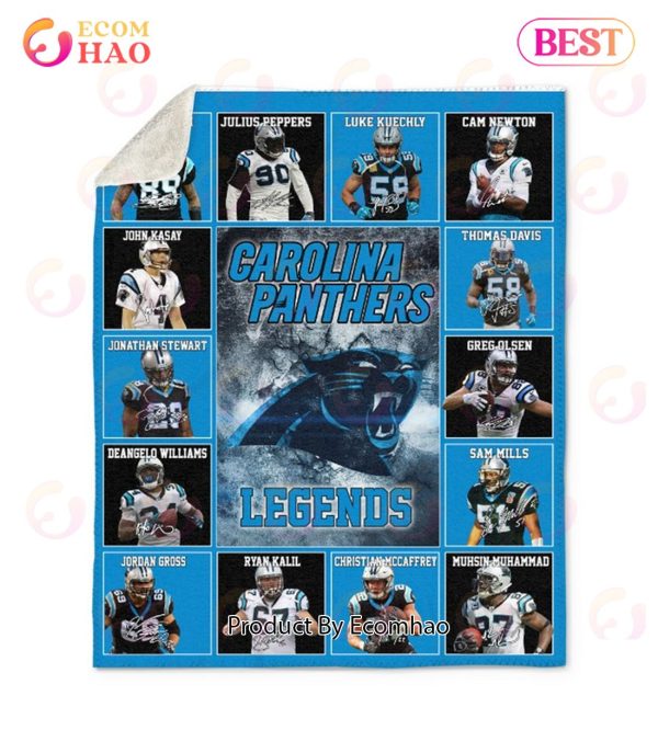 NFL Carolina Panthers Legends Quilt, Fleece Blanket, Sherpa Fleece Blanket