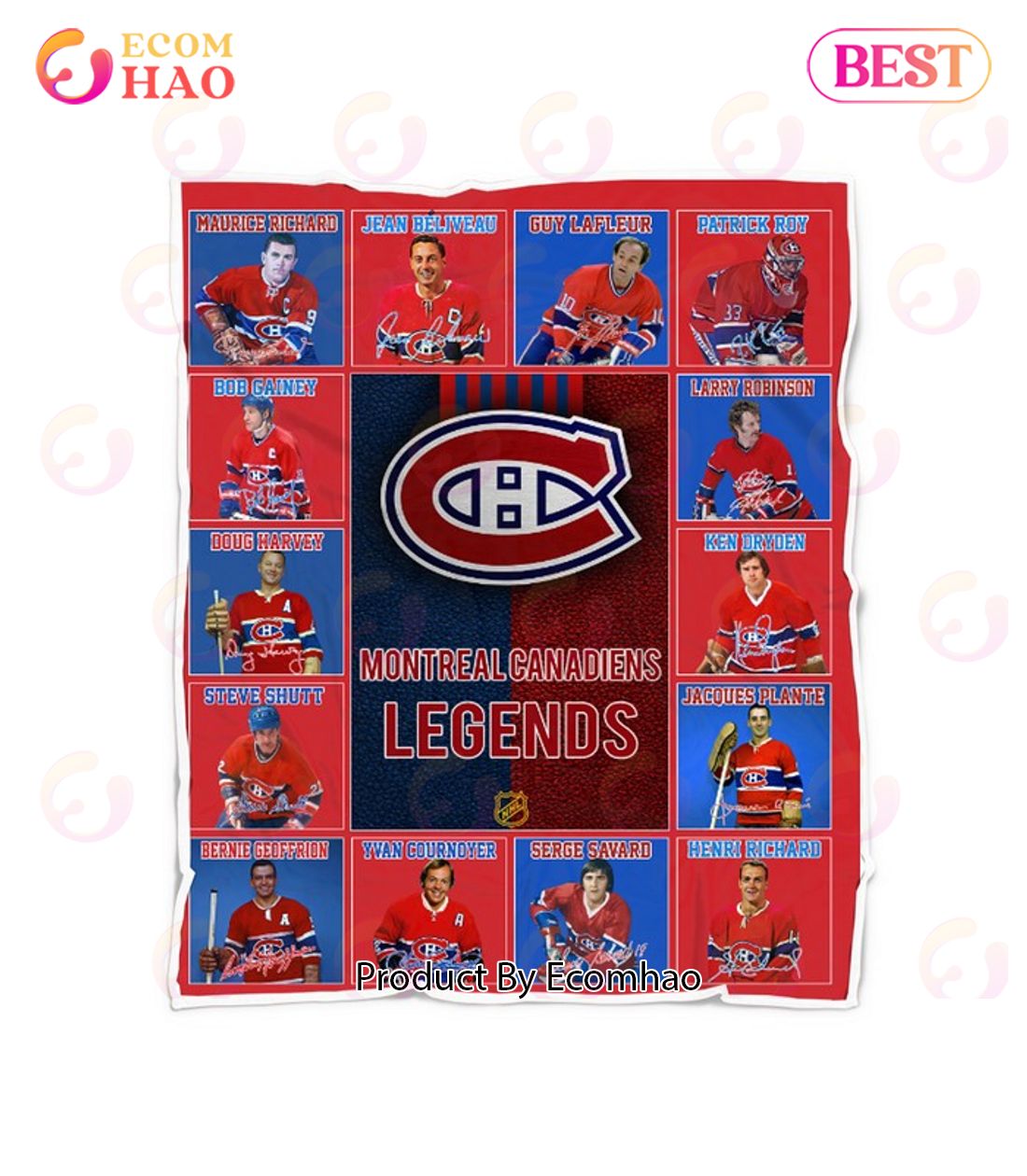 NHL Montreal Canadiens Legends Quilt, Fleece Blanket, Sherpa Fleece Blanket