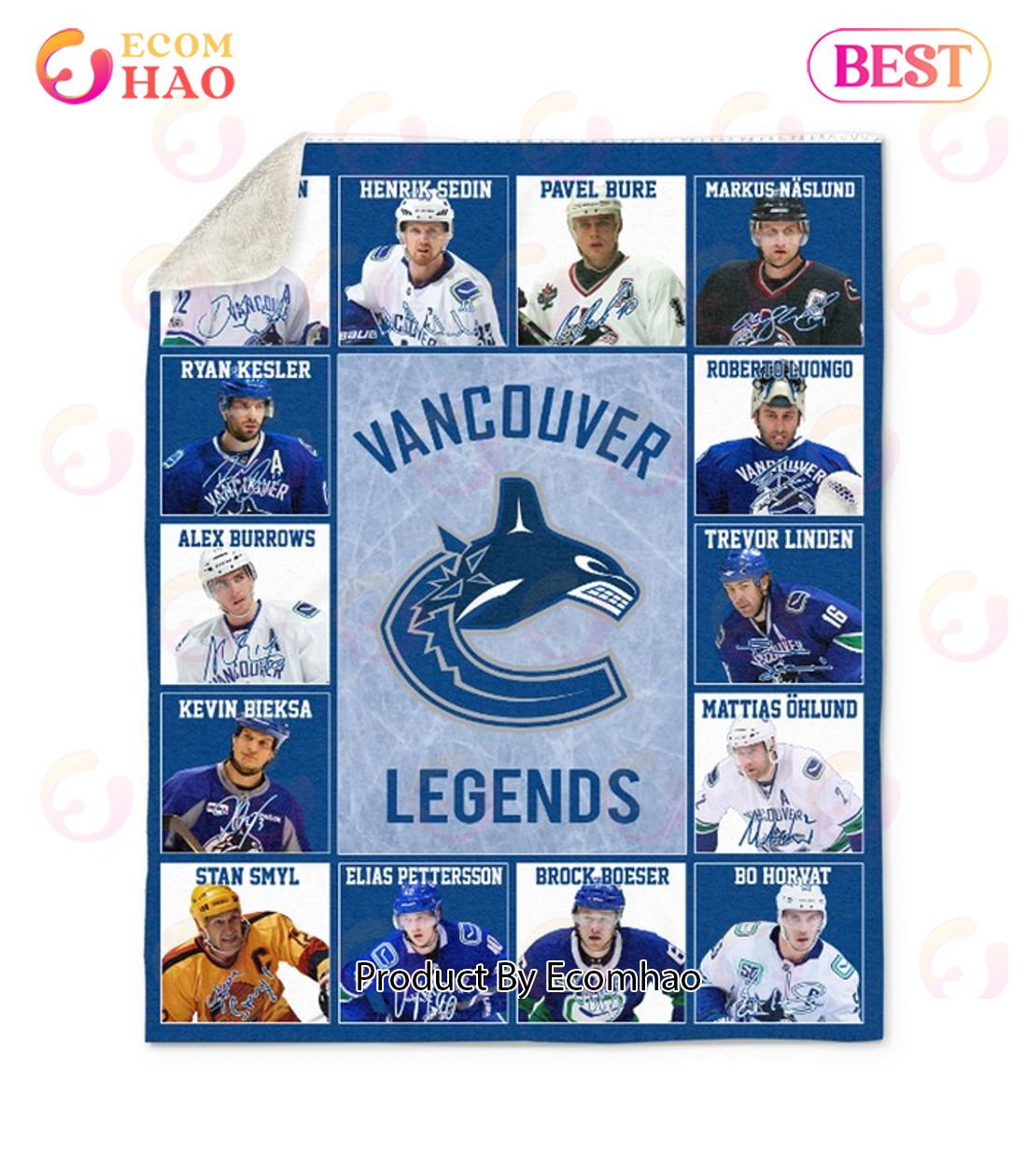 NHL Vancouver Canucks Legends Quilt, Fleece Blanket, Sherpa Fleece Blanket