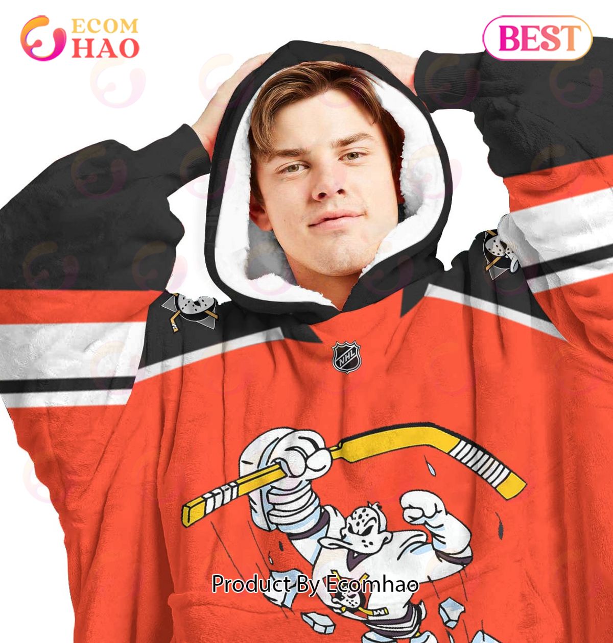 NHL Anaheim Ducks Personalized Oodie Blanket Hoodie Snuggie Hoodies For All Family