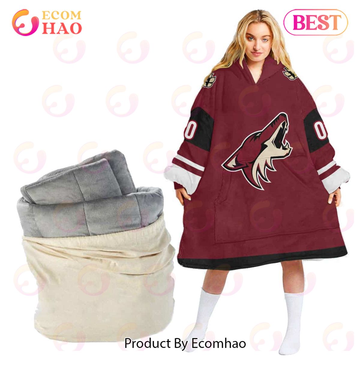 NHL Arizona Coyotes Personalized Oodie Blanket Hoodie Snuggie Hoodies For All Family