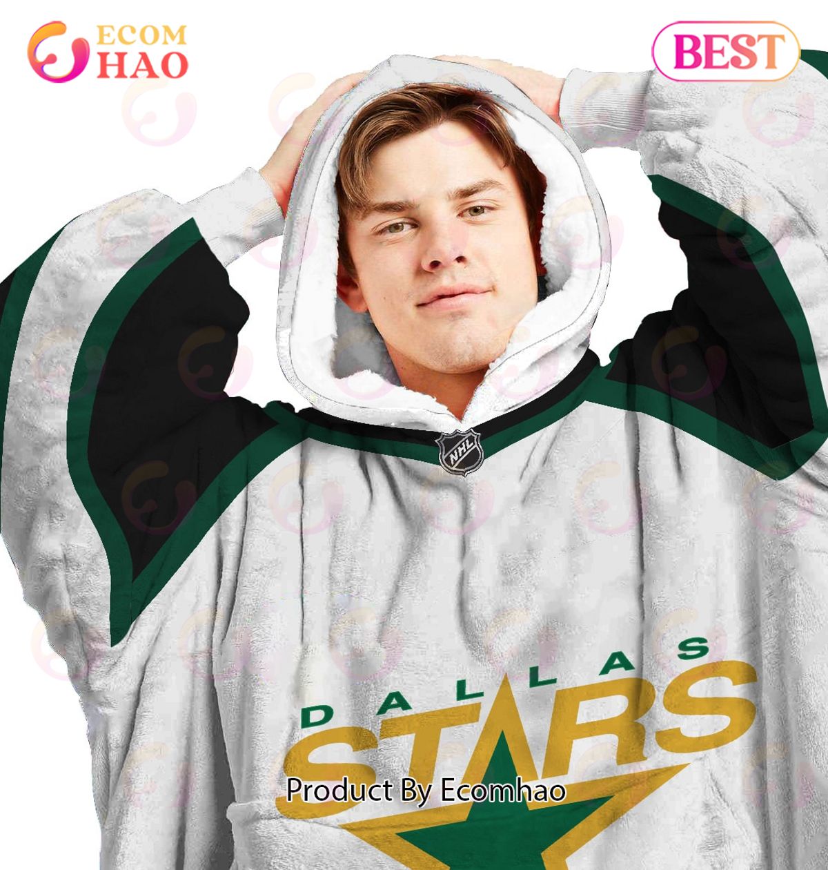 NHL Dallas Stars Personalized Oodie Blanket Hoodie Snuggie Hoodies For All Family