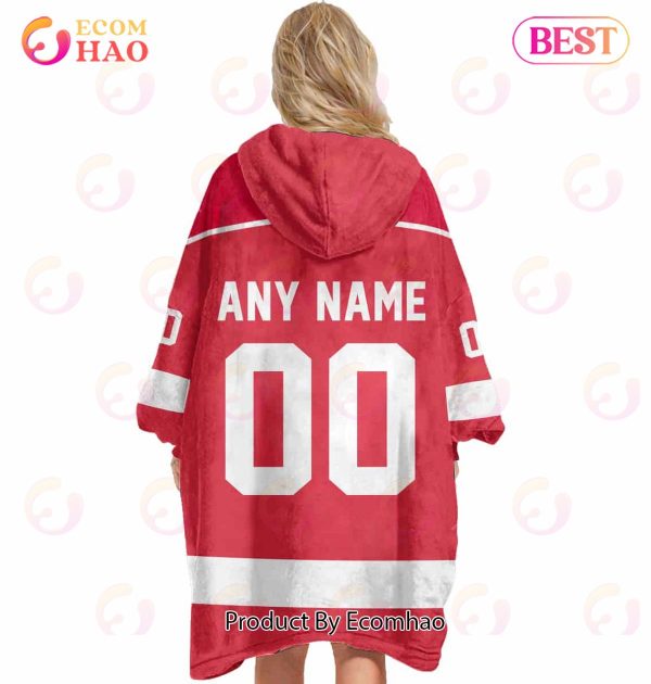 NHL Detroit Red Wings Personalized Oodie Blanket Hoodie Snuggie Hoodies For All Family