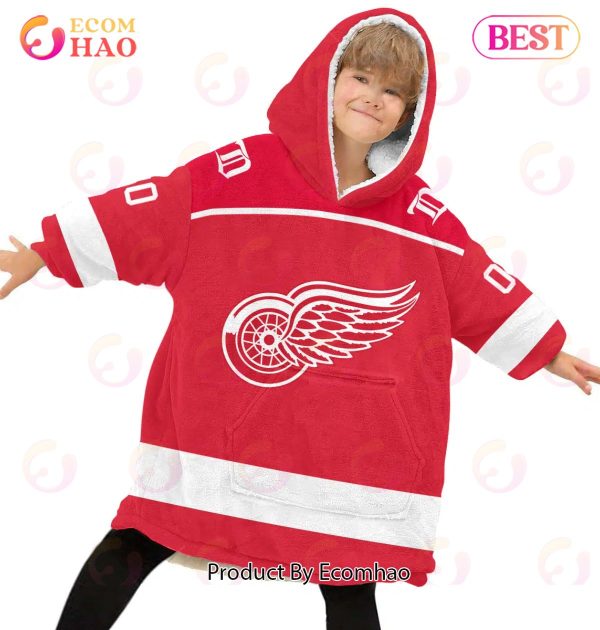 NHL Detroit Red Wings Personalized Oodie Blanket Hoodie Snuggie Hoodies For All Family