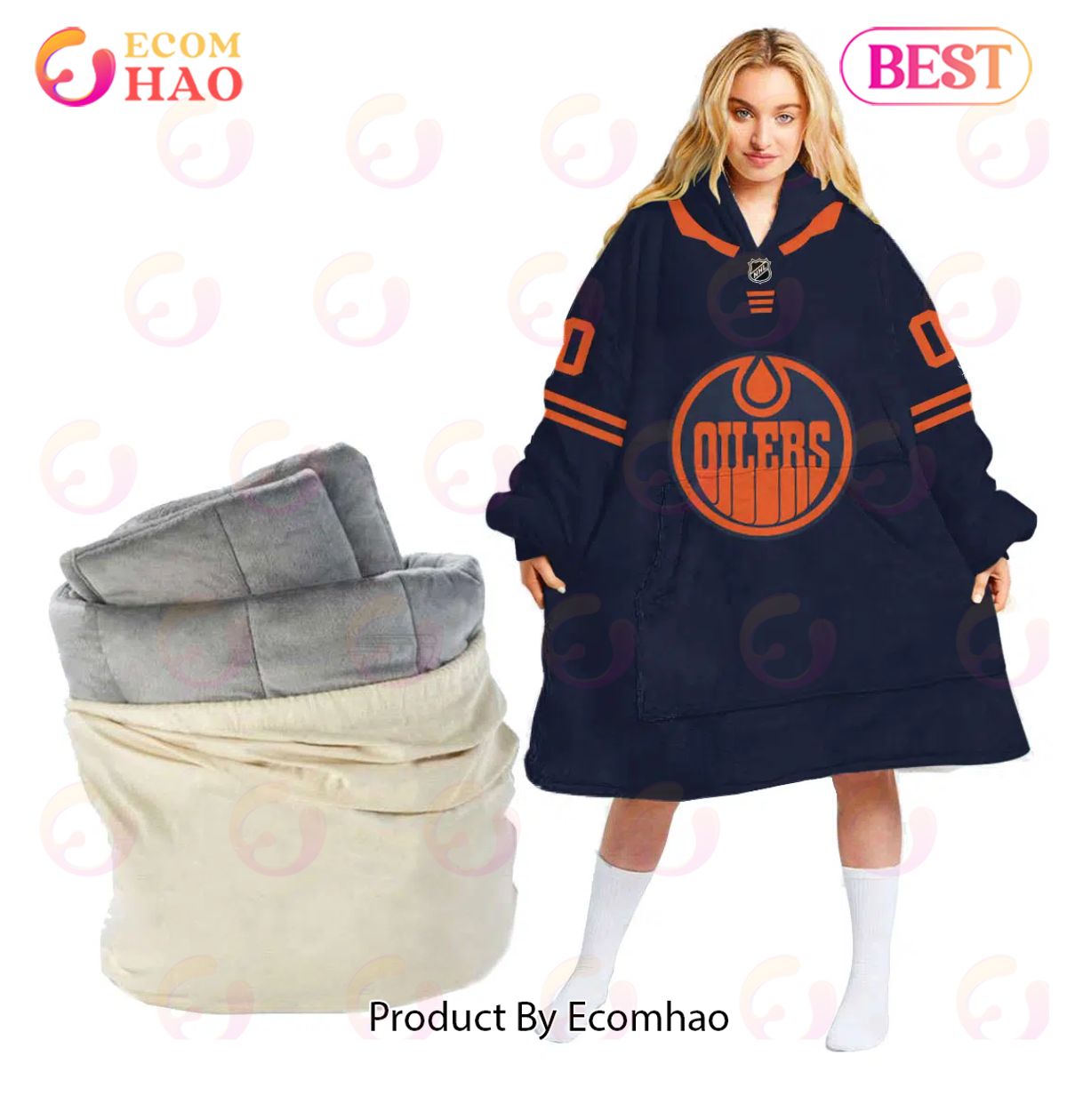 NHL Edmonton Oilers Personalized Oodie Blanket Hoodie Snuggie Hoodies For All Family