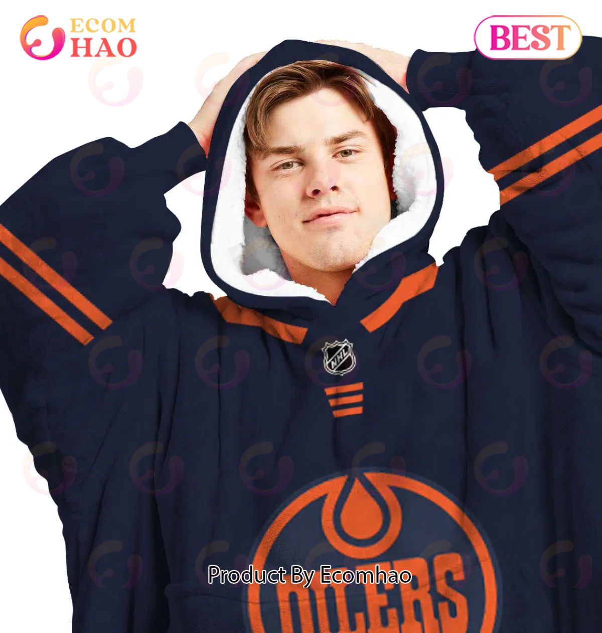 NHL Edmonton Oilers Personalized Oodie Blanket Hoodie Snuggie Hoodies For All Family