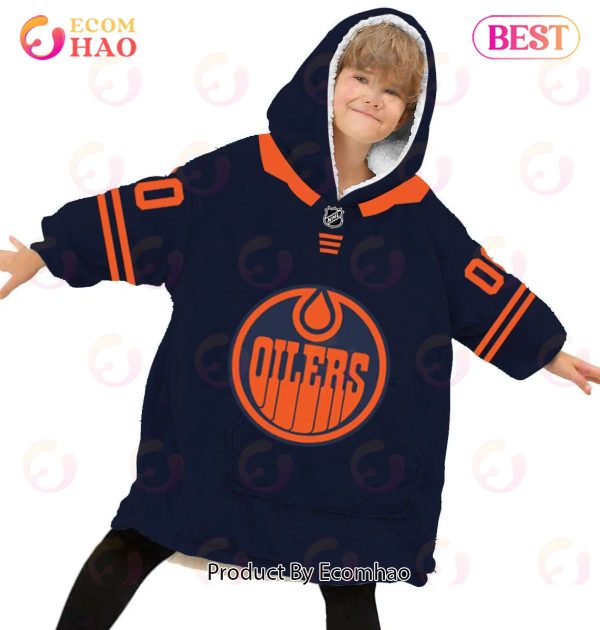 NHL Edmonton Oilers Personalized Oodie Blanket Hoodie Snuggie Hoodies For All Family