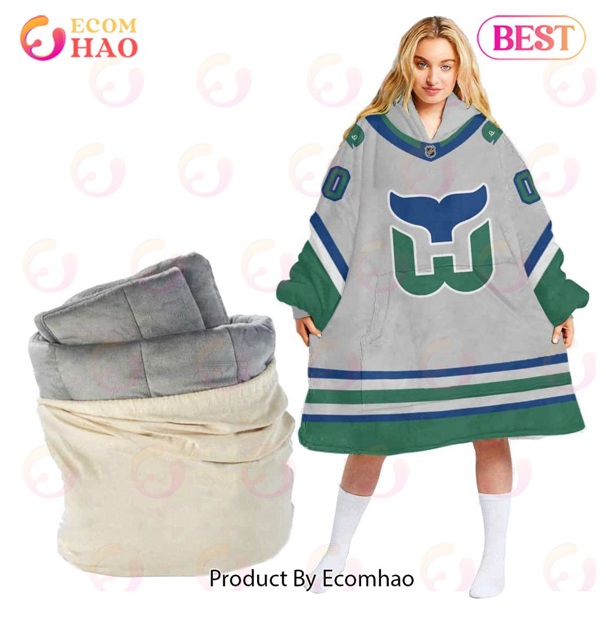 NHL Edmonton Oilers Personalized Oodie Blanket Hoodie Snuggie Hoodies For All Family