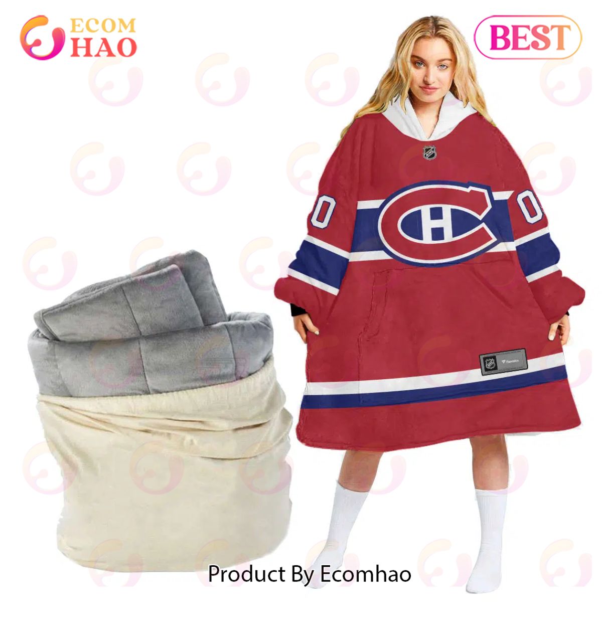 NHL Montreal Canadiens Personalized Oodie Blanket Hoodie Snuggie Hoodies For All Family