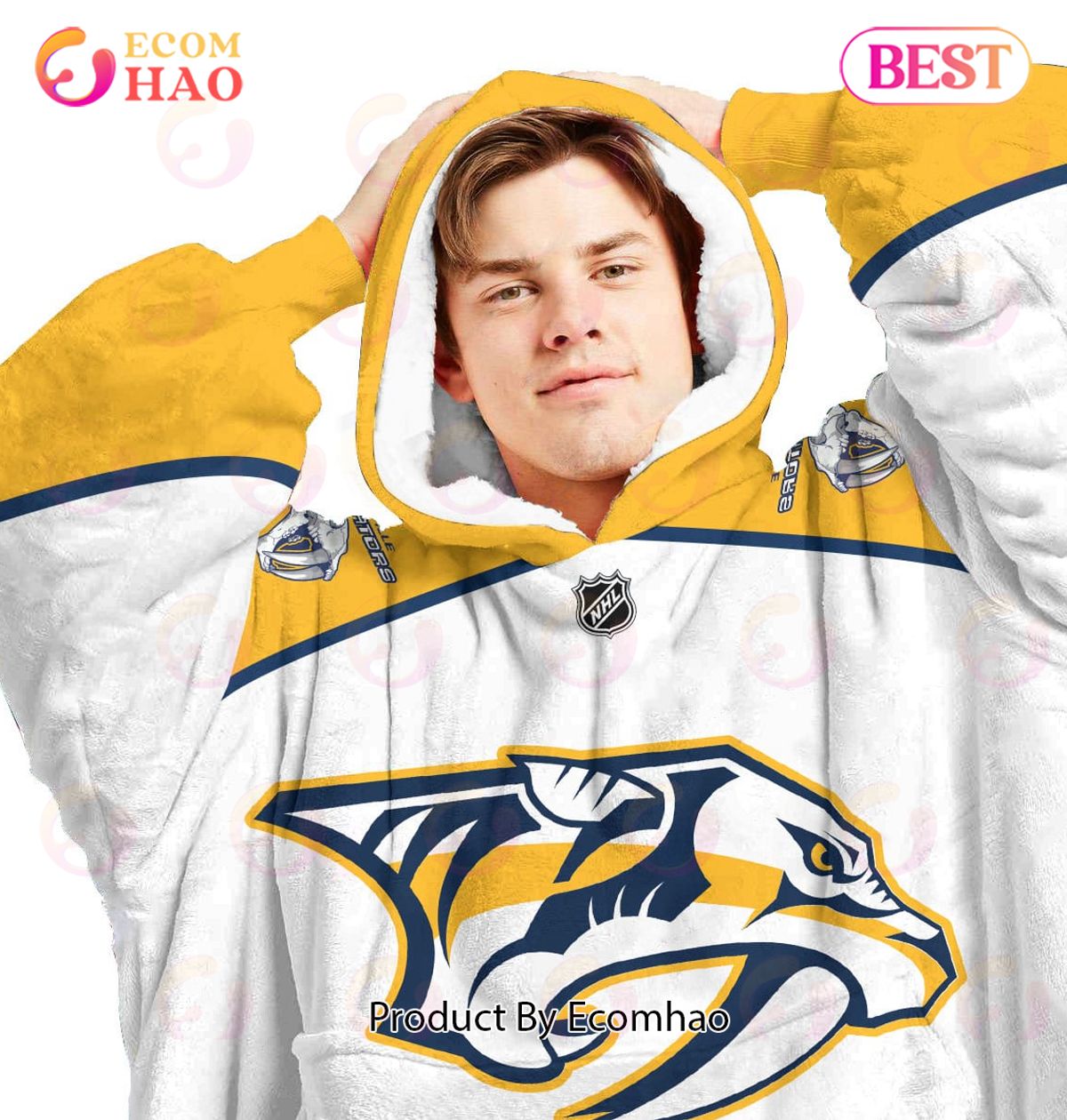 NHL Nashville Predators Personalized Oodie Blanket Hoodie Snuggie Hoodies For All Family