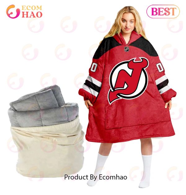 NHL New Jersey Devils Personalized Oodie Blanket Hoodie Snuggie Hoodies For All Family