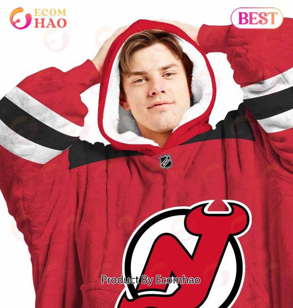NHL New Jersey Devils Personalized Oodie Blanket Hoodie Snuggie Hoodies For All Family