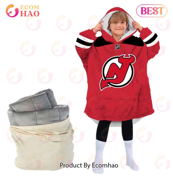 NHL New Jersey Devils Personalized Oodie Blanket Hoodie Snuggie Hoodies For All Family