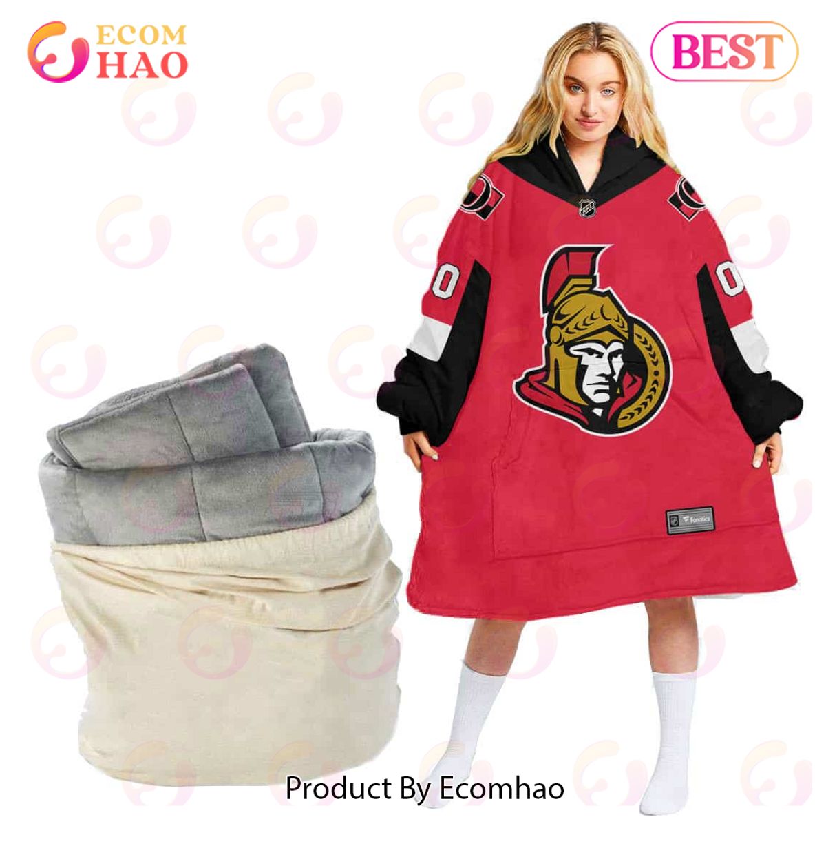 NHL Ottawa Senators Personalized Oodie Blanket Hoodie Snuggie Hoodies For All Family