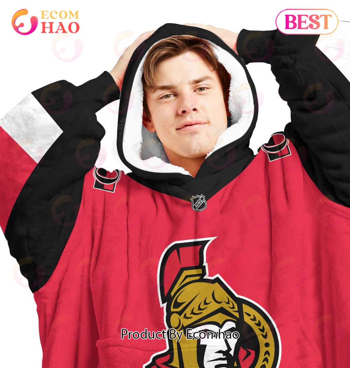 NHL Ottawa Senators Personalized Oodie Blanket Hoodie Snuggie Hoodies For All Family