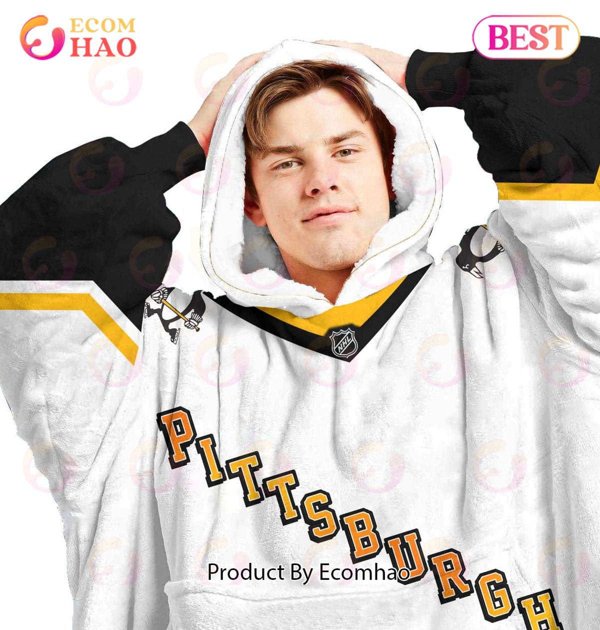 NHL Pittsburgh Penguins Personalized Oodie Blanket Hoodie Snuggie Hoodies For All Family