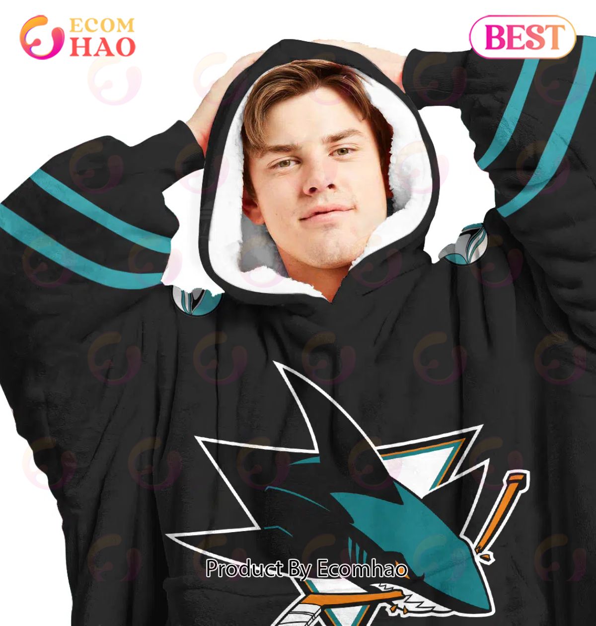 NHL San Jose Sharks Personalized Oodie Blanket Hoodie Snuggie Hoodies For All Family