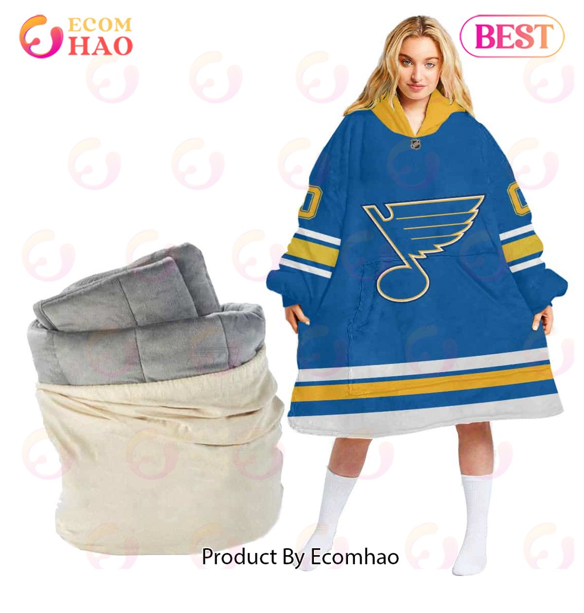 NHL St. Louis Blues Personalized Oodie Blanket Hoodie Snuggie Hoodies For All Family