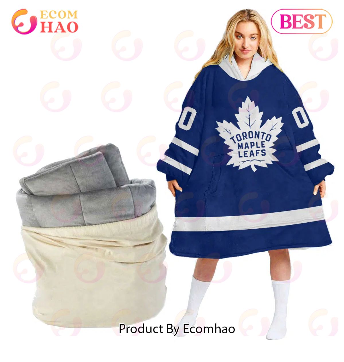 NHL Toronto Maple Leafs Personalized Oodie Blanket Hoodie Snuggie Hoodies For All Family