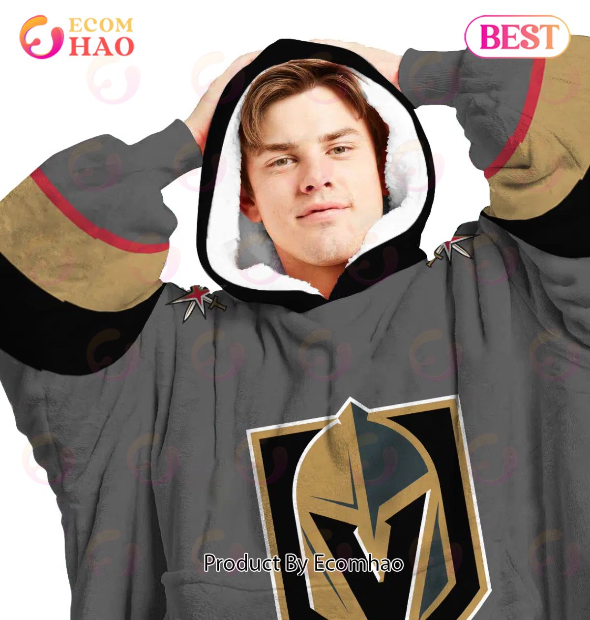 NHL Vegas golden knights Personalized Oodie Blanket Hoodie Snuggie Hoodies For All Family