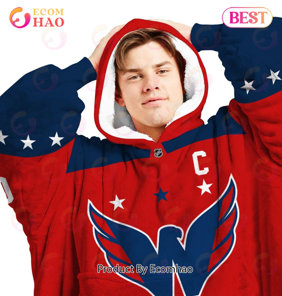 NHL Washington Capitals Personalized Oodie Blanket Hoodie Snuggie Hoodies For All Family