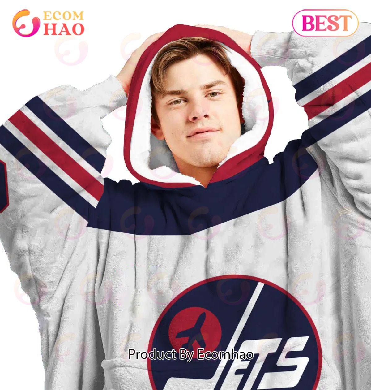 NHL Winnipeg Jets Personalized Oodie Blanket Hoodie Snuggie Hoodies For All Family