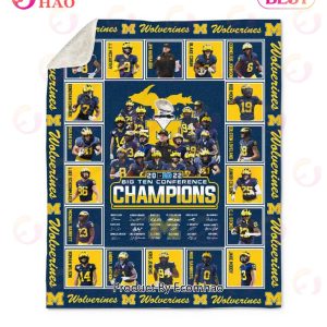 Michigan Wolverines Football Big Ten Conference Champions Quilt, Fleece Blanket, Sherpa Fleece Blanket