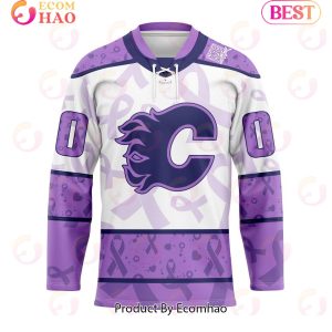 NHL Calgary Flames Special Lavender Fight Cancer Hockey Jersey