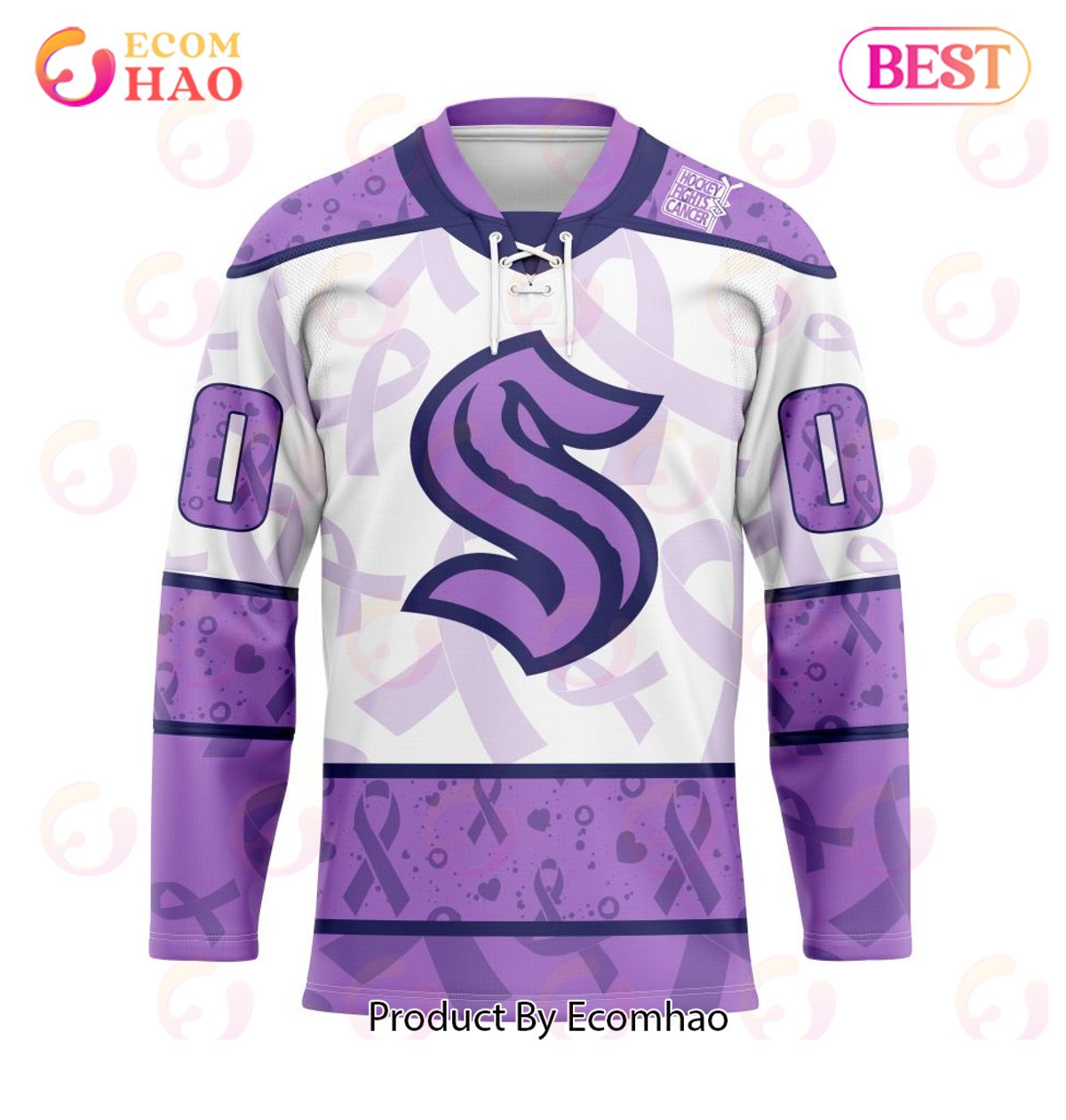 Boston Bruins adidas Hockey Fights Cancer Primegreen Authentic Blank Practice  Jersey - White/Purple