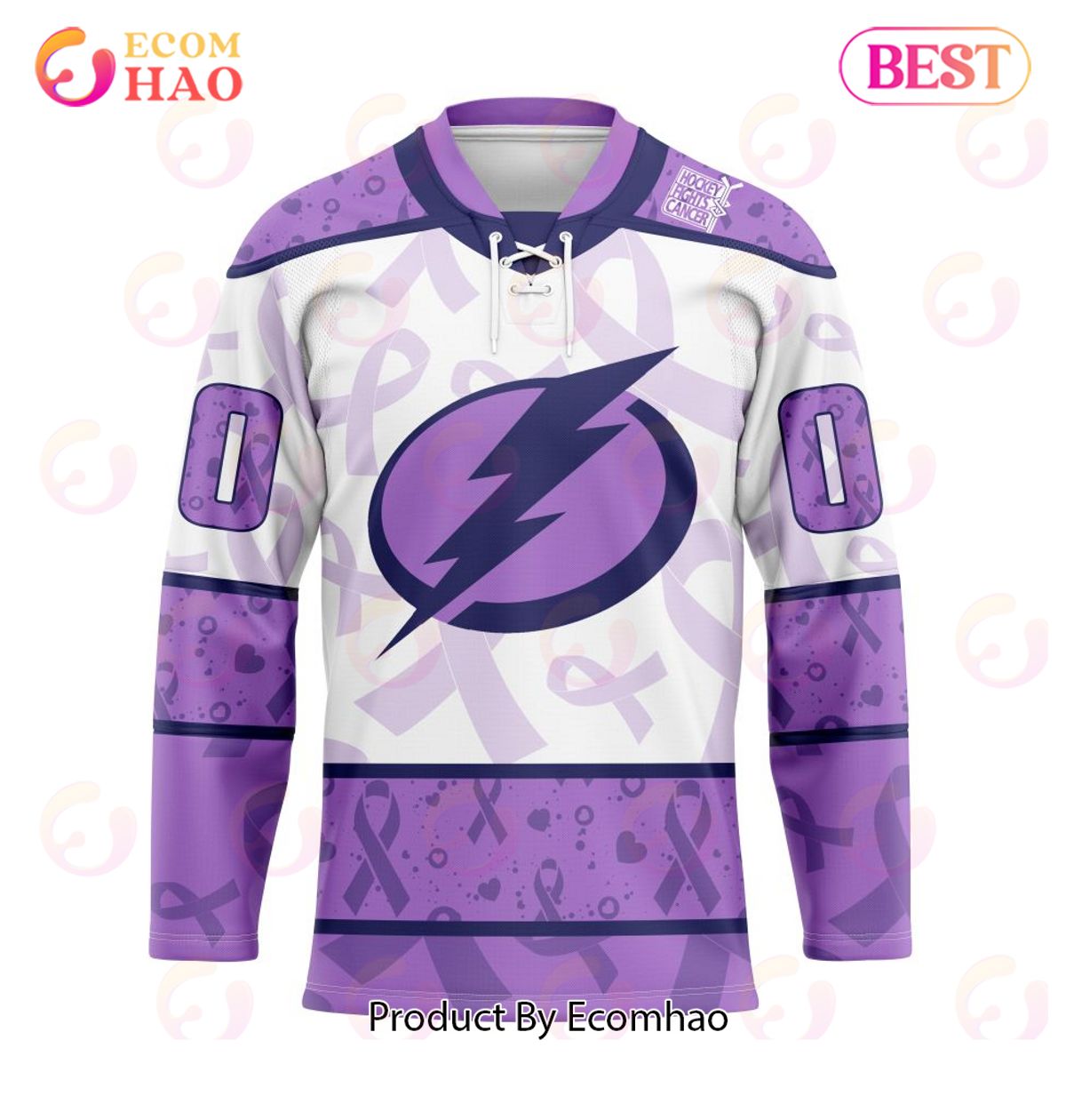 Men's Tampa Bay Lightning adidas White/Purple Hockey Fights Cancer