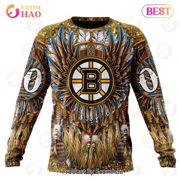 NHL Boston Bruins Special Native Costume Design 3D Hoodie