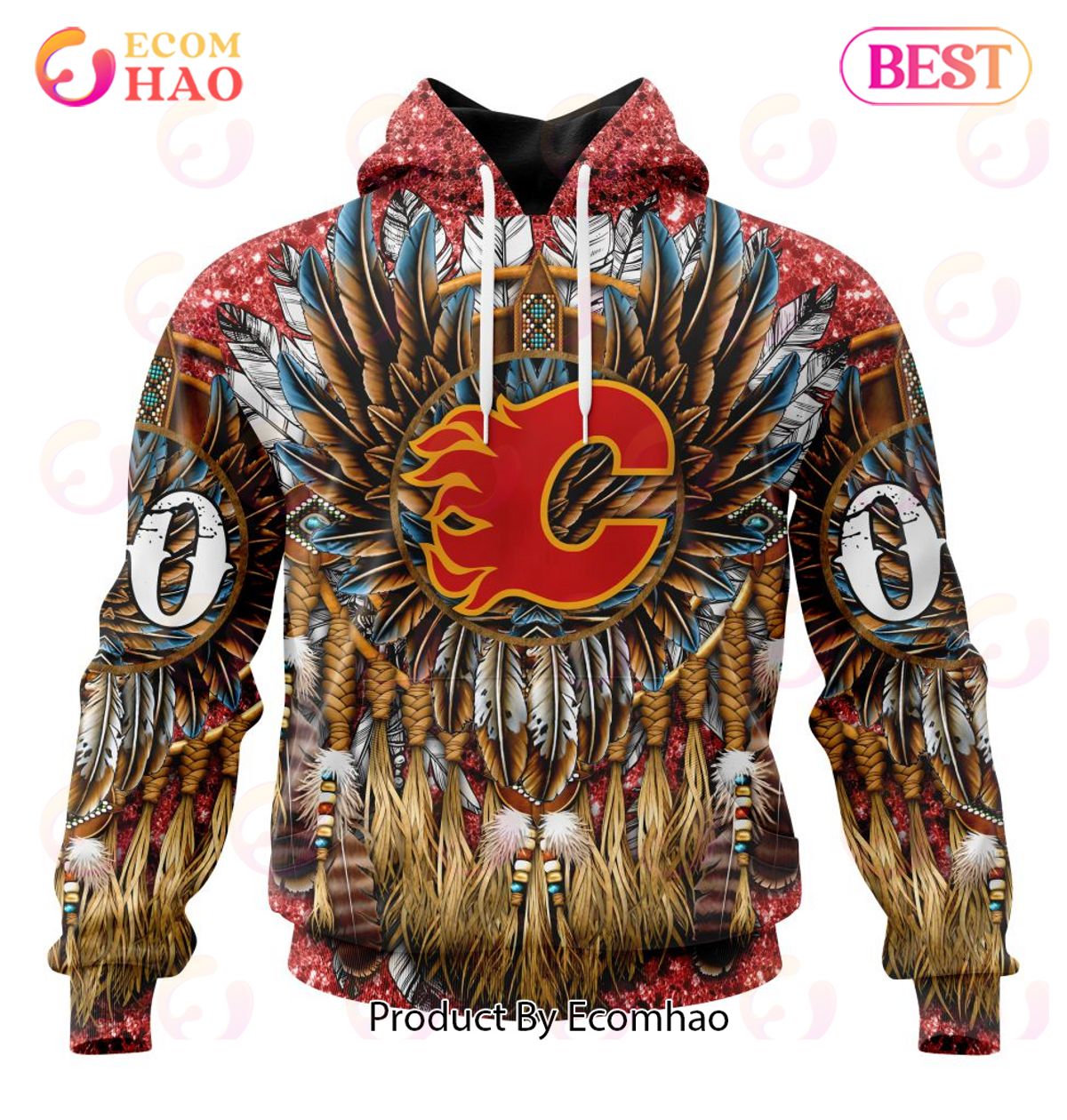 NHL Calgary Flames Special Native Costume Design 3D Hoodie