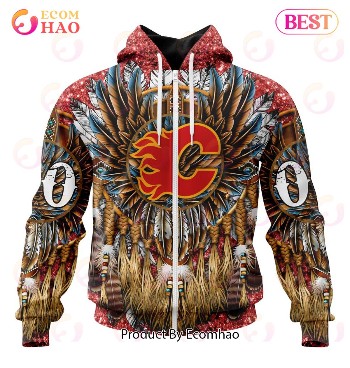 NHL Calgary Flames Special Native Costume Design 3D Hoodie