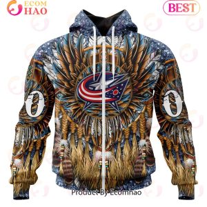 NHL Columbus Blue Jackets Special Native Costume Design 3D Hoodie