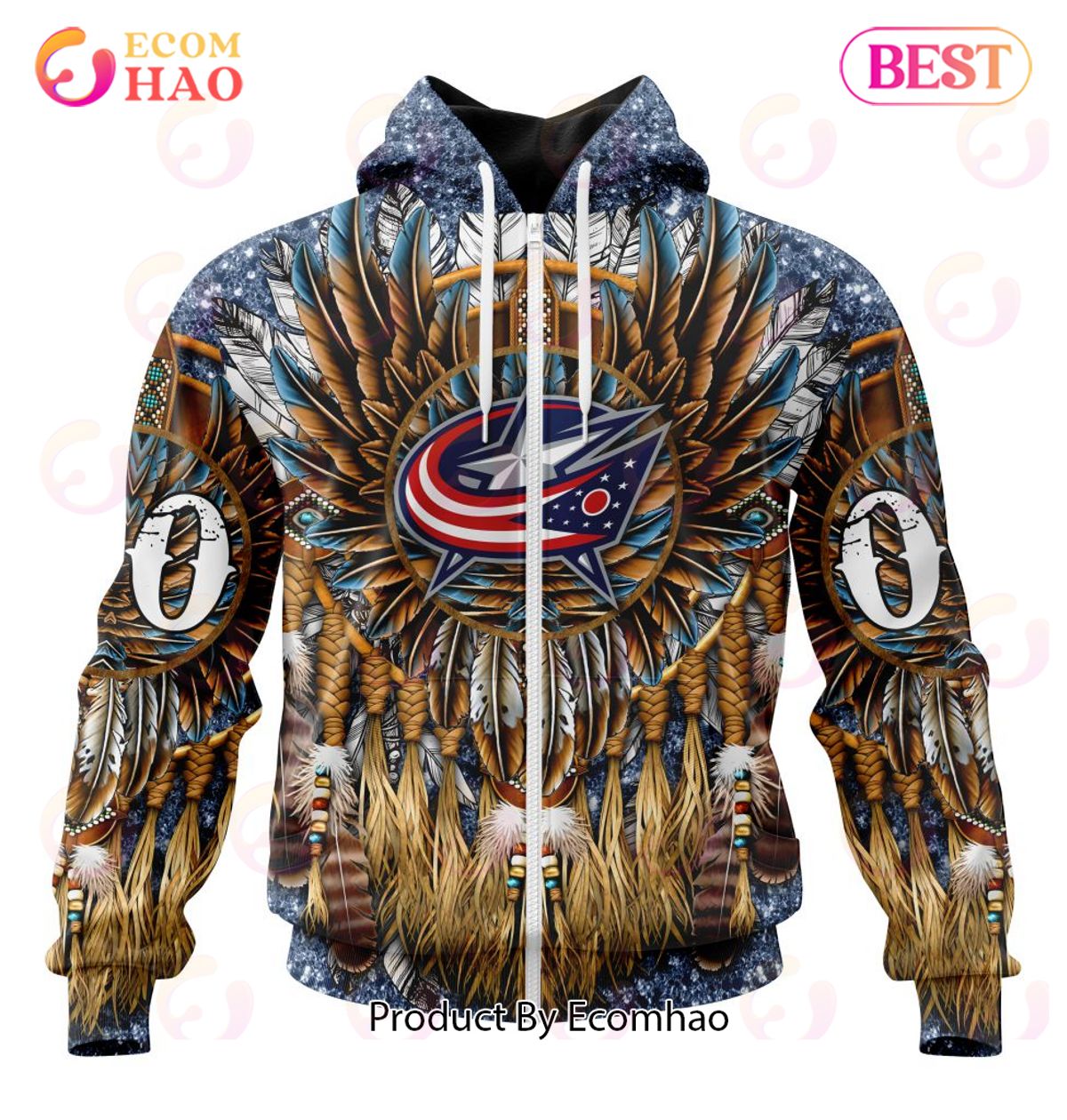 NHL Columbus Blue Jackets Special Native Costume Design 3D Hoodie