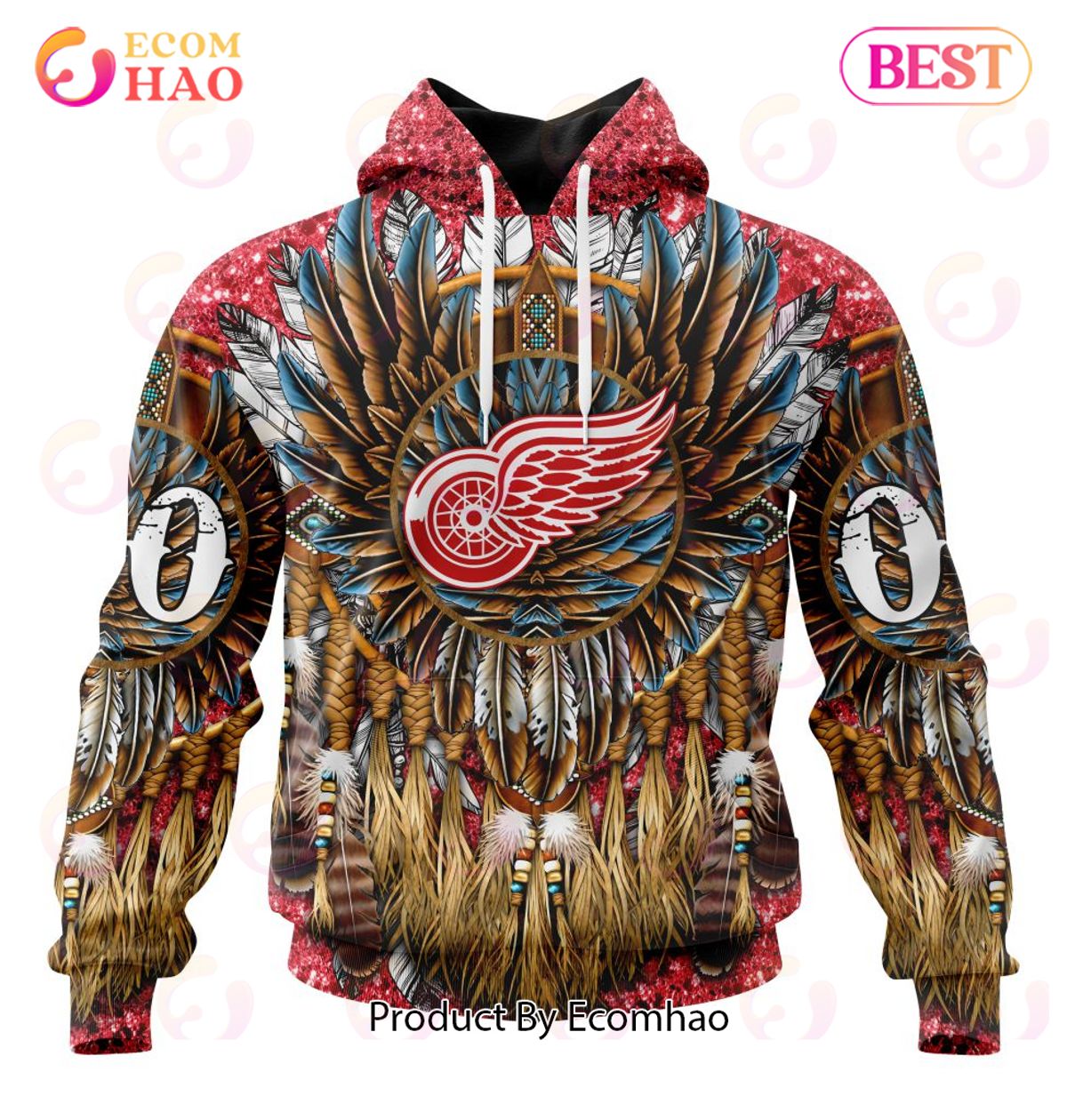 NHL Detroit Red Wings Special Native Costume Design 3D Hoodie