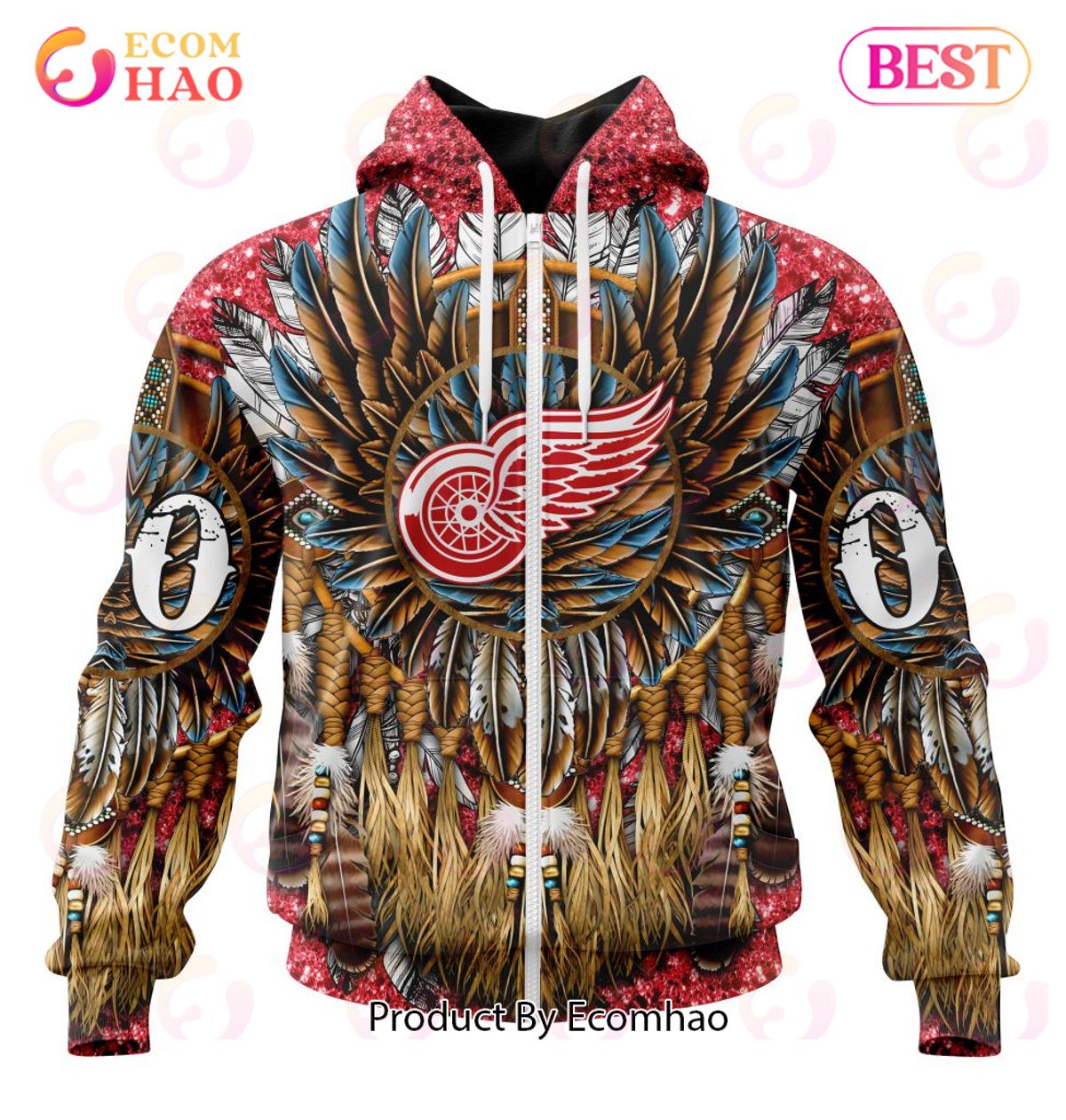 NHL Detroit Red Wings Special Native Costume Design 3D Hoodie