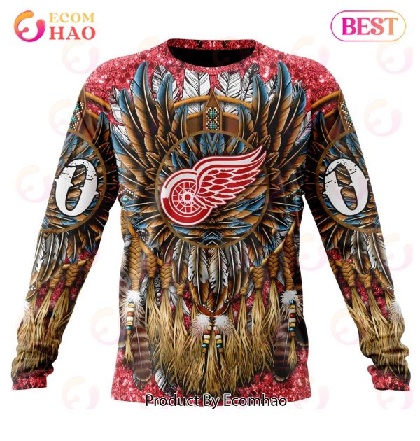 NHL Detroit Red Wings Special Native Costume Design 3D Hoodie
