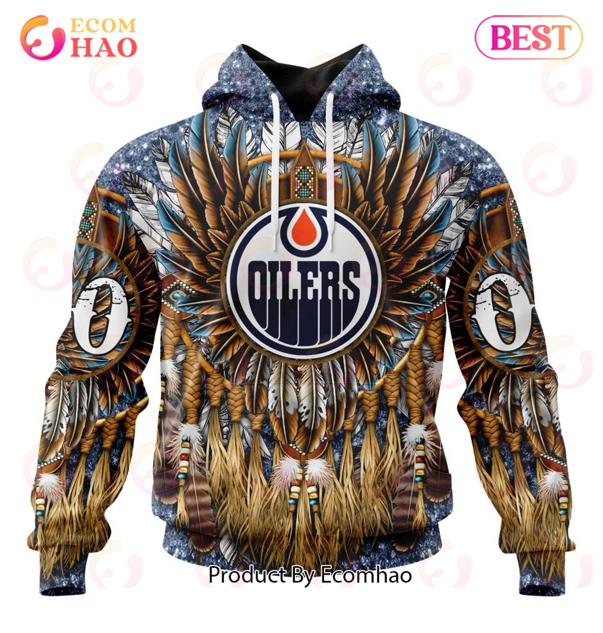 NHL Edmonton Oilers Special Native Costume Design 3D Hoodie