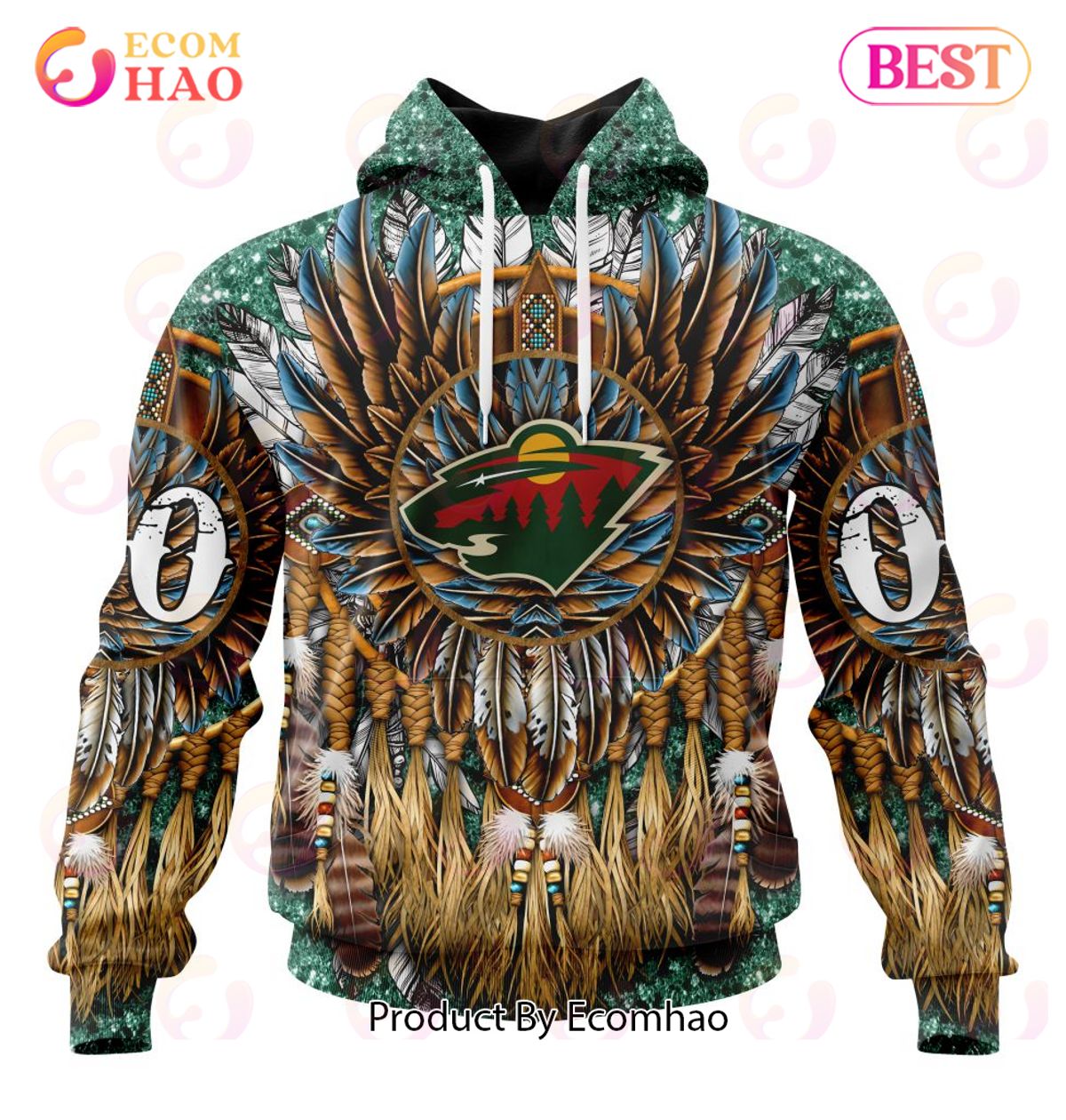 NHL Minnesota Wild Special Native Costume Design 3D Hoodie