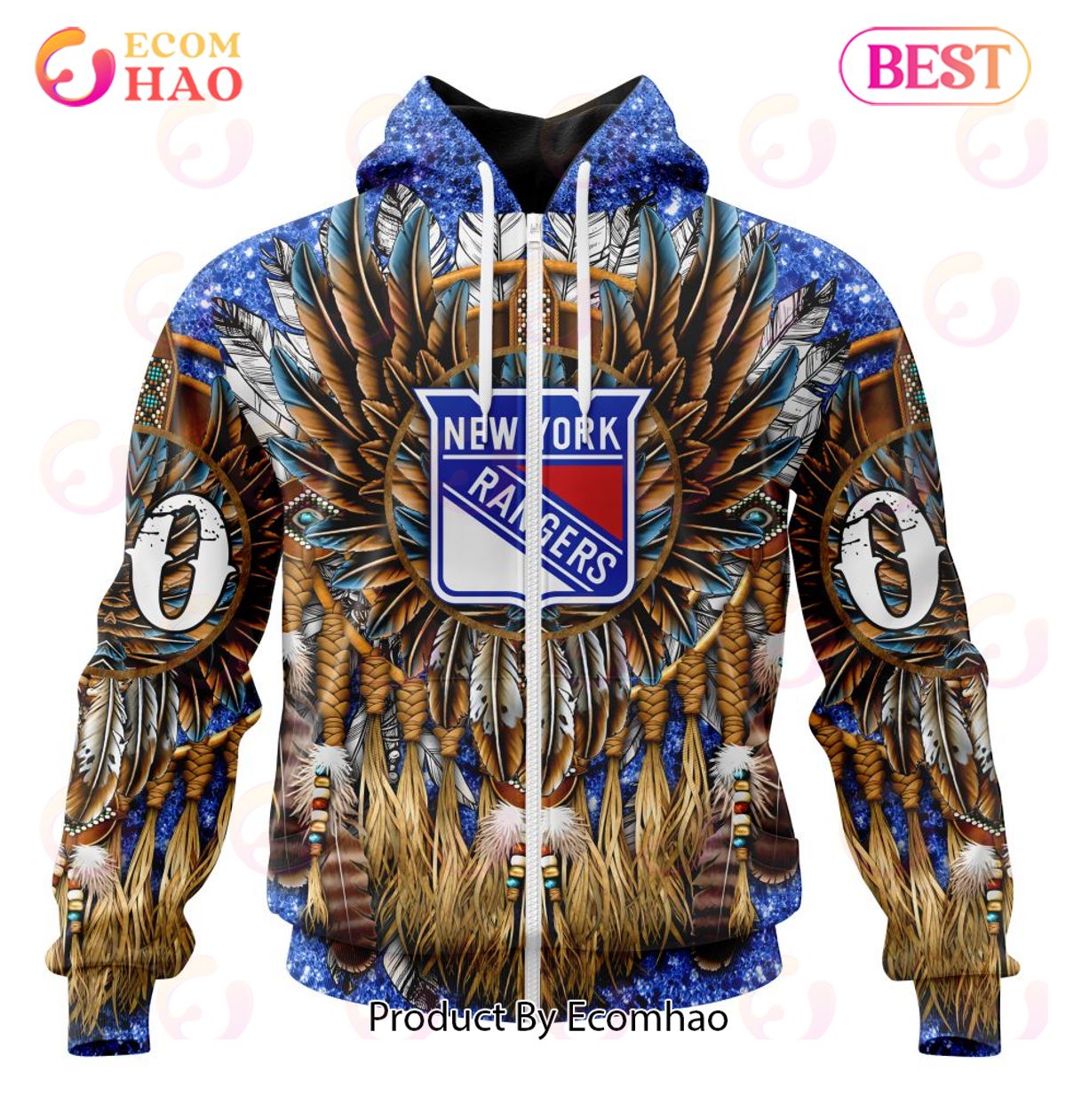 NHL New York Rangers Special Native Costume Design 3D Hoodie