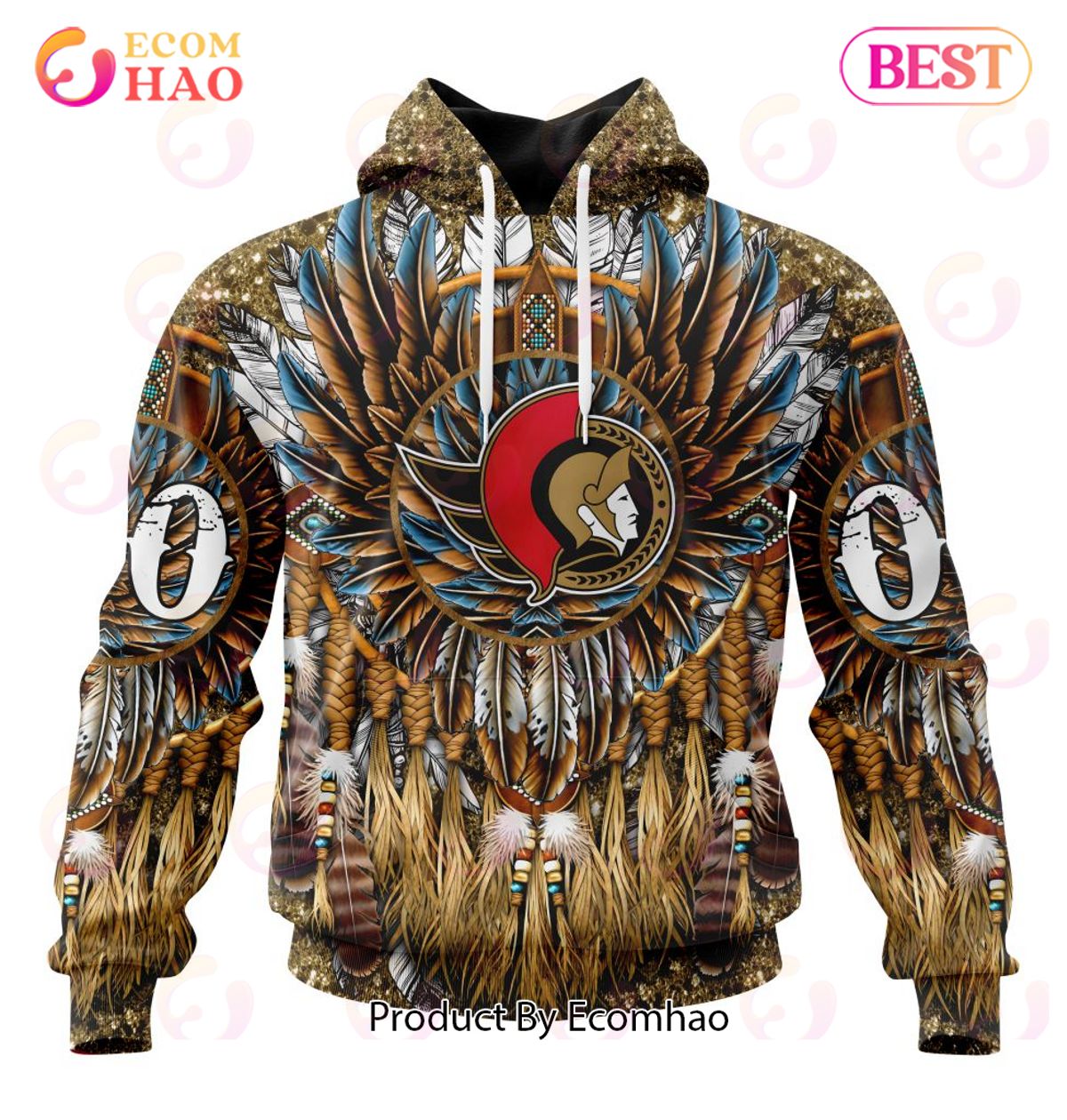 NHL Ottawa Senators Special Native Costume Design 3D Hoodie