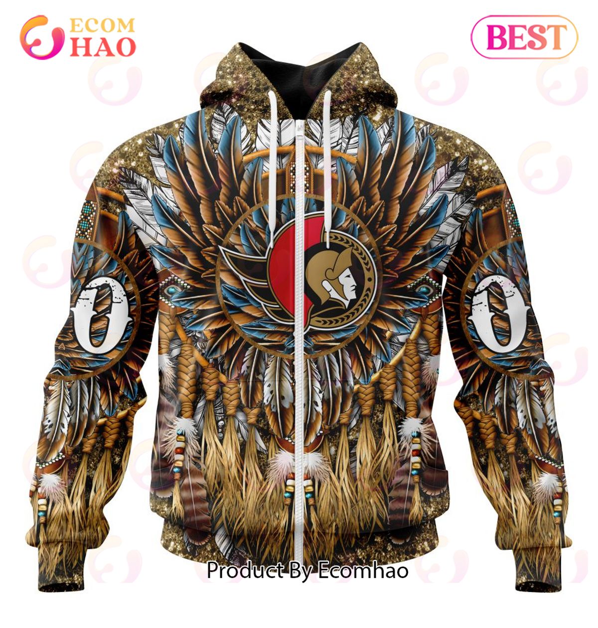 NHL Ottawa Senators Special Native Costume Design 3D Hoodie